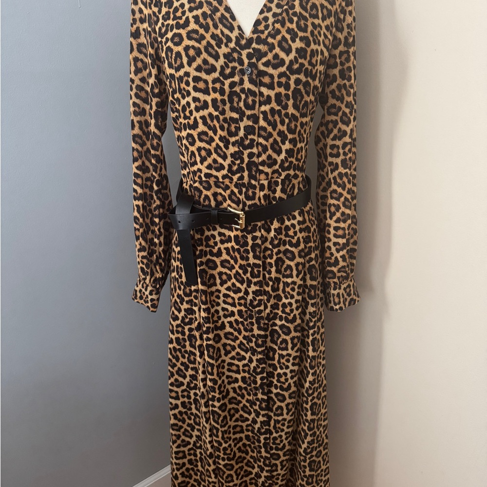 Michael Kors Animal Print Long Sleeve Dress